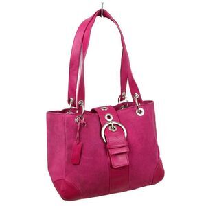 ROOMY BATH & BODY WORKS MAGENTA FAUX LEATHER SUEDE TOTE BOHO SHOULDER BAG PURSE